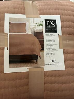 Full/Queen Quilted Bedspread Set in Rust/Blush